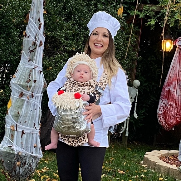 Sweet Spooks Chef & Spaghetti Halloween Costume Baby N Me Chef Hat / Coat - Picture 1 of 6
